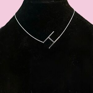 Cai silver tone sideway initial letter H necklace